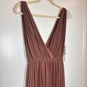 Wilfred Mauve Pleated V-Neck Midi Dress Size M